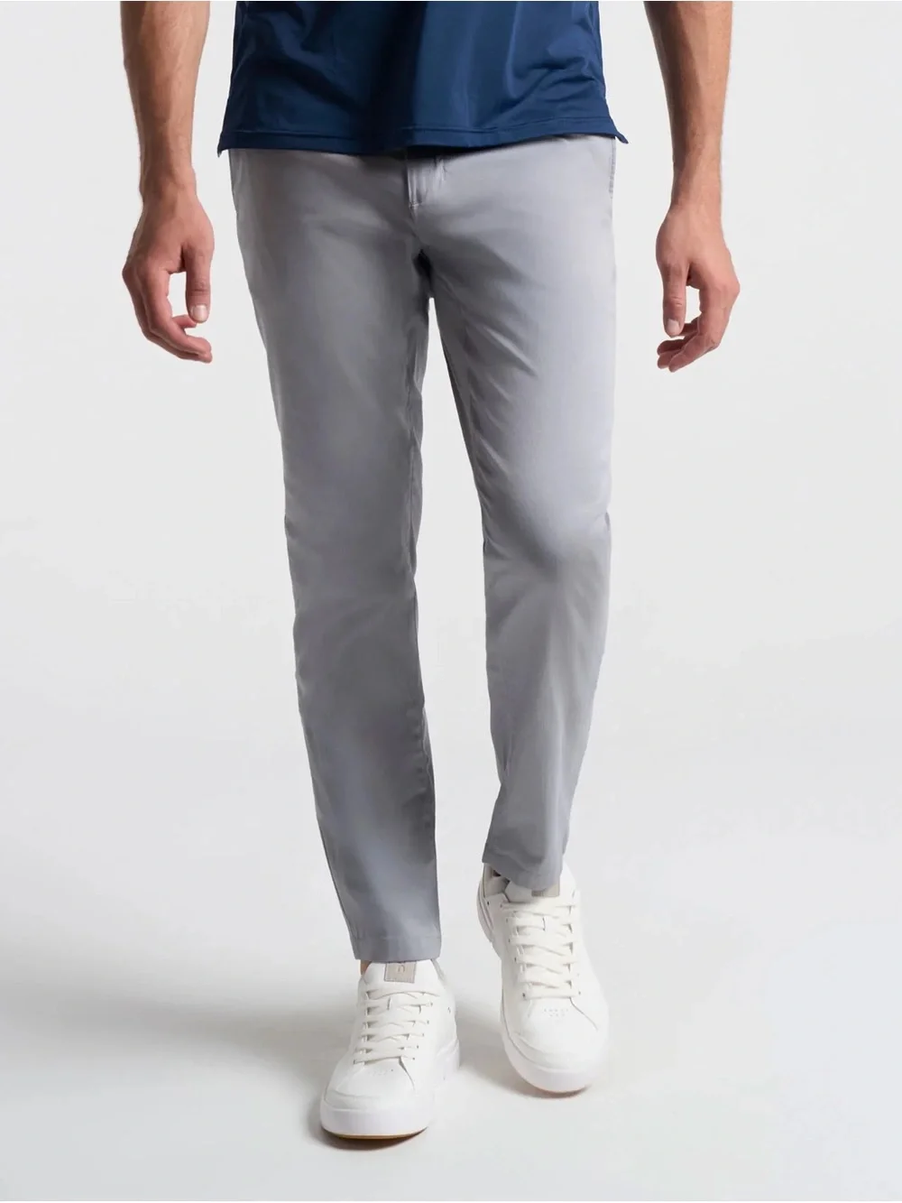 Birddogs Slim Fit Stretch Khaki Pants Light Grey Lined Minimalist Casual